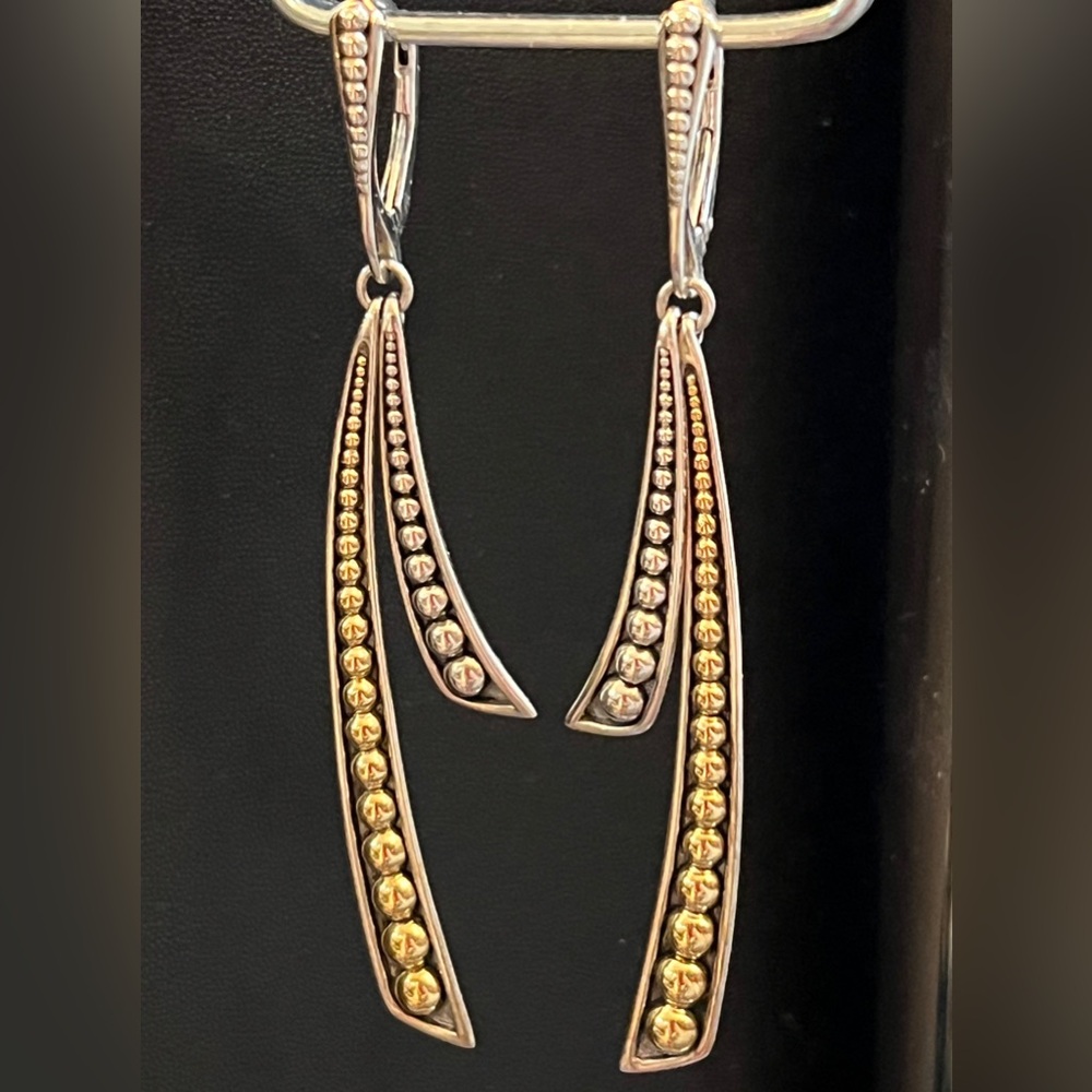 LAGOS designer 18k Yellow Gold & S925 drop earrings. BRAND NEW! Authentic!